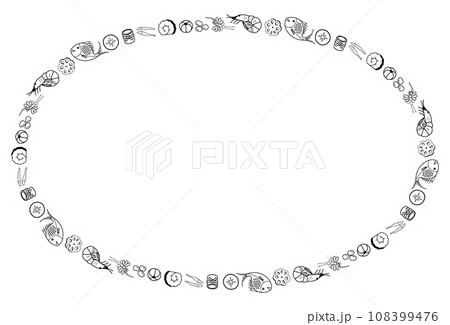 おせち素材のフレーム 楕円形 カラー 108399476