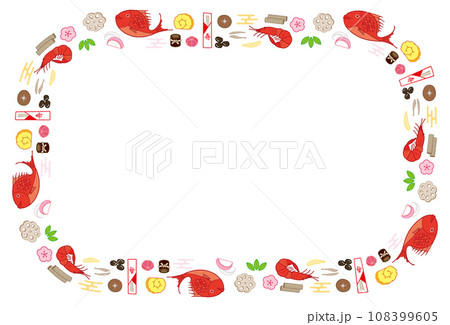 おせち素材のフレーム 長方形 カラー 108399605
