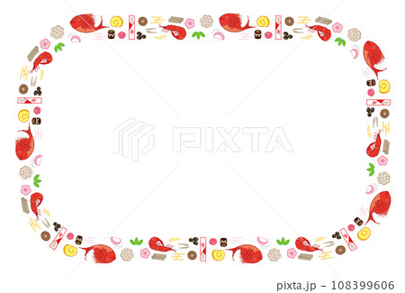 おせち素材のフレーム 長方形 カラー おせち素材のフレーム 長方形 カラー 108399606