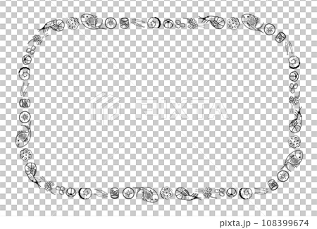 Osechi material frame rectangular monochrome 108399674