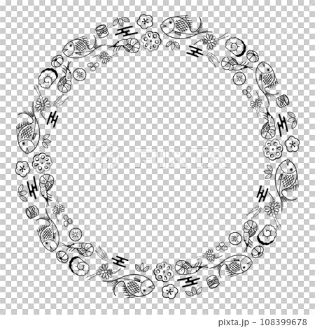 Osechi material frame circular monochrome 108399678