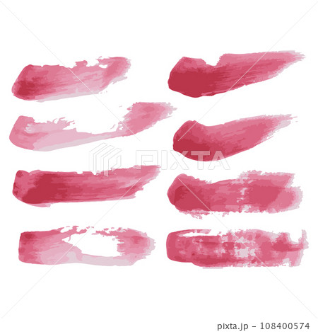 水彩風の筆跡の線のイラスト素材のセット　ベクター 108400574