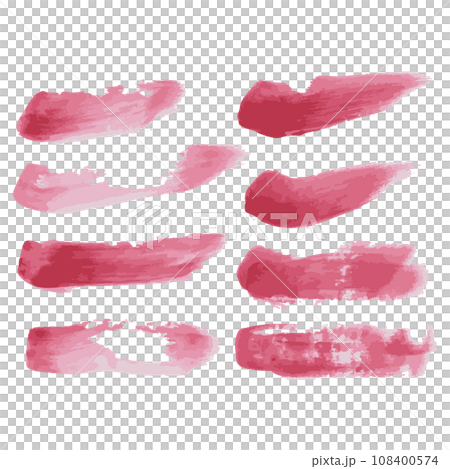 水彩風の筆跡の線のイラスト素材のセット　ベクター 108400574