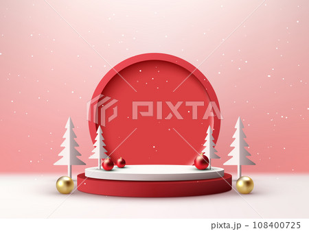 White and Red Christmas Podium Product Display Mockup Showroom Showcase White and Red Christmas Podium Product Display Mockup Showroom Showcase 108400725