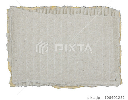 Torn pieces of corrugated paper isolated on white background 108401282