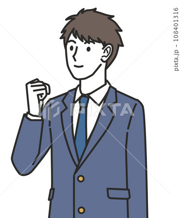 ガッツポーズのブレザーを着た男子中学生・高校生 ガッツポーズのブレザーを着た男子中学生・高校生 108401316