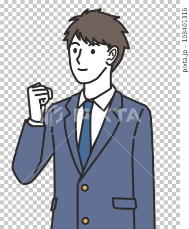 ガッツポーズのブレザーを着た男子中学生・高校生 ガッツポーズのブレザーを着た男子中学生・高校生 108401316