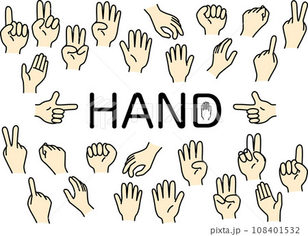 手書き風な手・指イラストセット 手書き風な手・指イラストセット 108401532