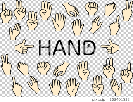 手寫風格手和手指插圖集 手寫風格手和手指插圖集 108401532