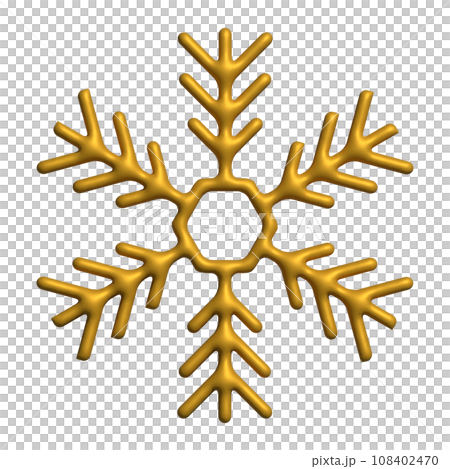 3d realistic gold snowflake 108402470