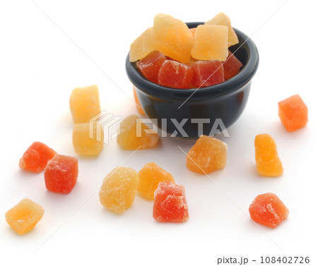 Dried fruits apricot and papaya with some others 108402726