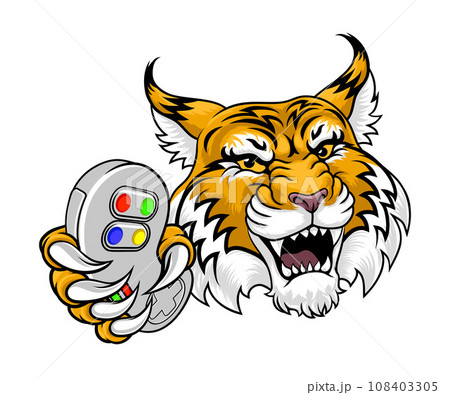 Wildcat Bobcat Gamer Video Game Animal Team Mascot 108403305