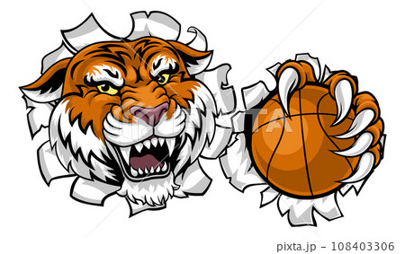 Tiger Basketball Ball Animal Sports Team Mascot 108403306