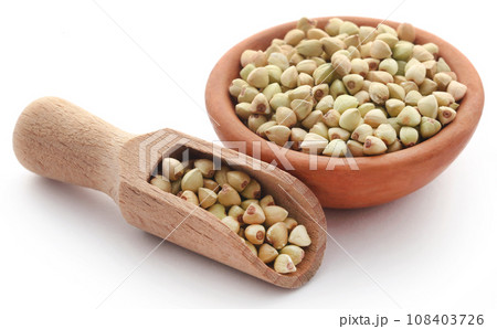 Buckwheat over white background Buckwheat over white background 108403726