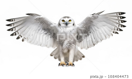 白背景のシロフクロウ 108404473
