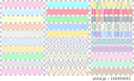 可愛的遮蔽膠帶插圖集圓點檢查圖案條紋普通無縫圖案 108404642