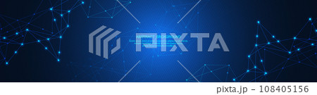 Abstract technology background of global network connection and communication with connecting the dots and lines for banner design or header. Vector illustration 108405156