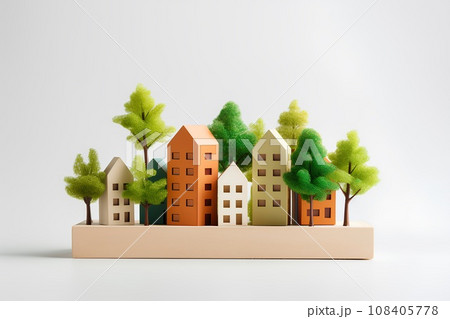 パステル調の積み木の街(3D)楽しい街並みと楽しい暮らし。 パステル調の積み木の街(3D)楽しい街並みと楽しい暮らし。 108405778