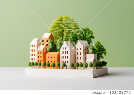 パステル調の積み木の街(3D)楽しい街並みと楽しい暮らし。 パステル調の積み木の街(3D)楽しい街並みと楽しい暮らし。 108405779