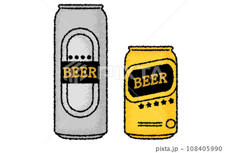 手描き風、アナログタッチの缶ビール500mlと350ml 108405990