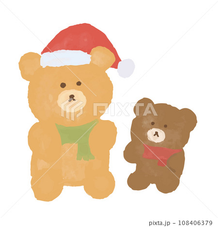 くま テディベア 水彩 クリスマス 12月 冬 可愛い 手描き イラスト くま テディベア 水彩 クリスマス 12月 冬 可愛い 手描き イラスト 108406379