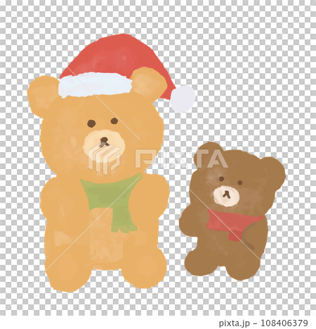 熊泰迪熊水彩聖誕節十二月冬季可愛手繪插畫 108406379