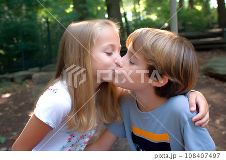 キスをする外国人の男の子と女の子 AI生成 キスをする外国人の男の子と女の子 AI生成 108407497