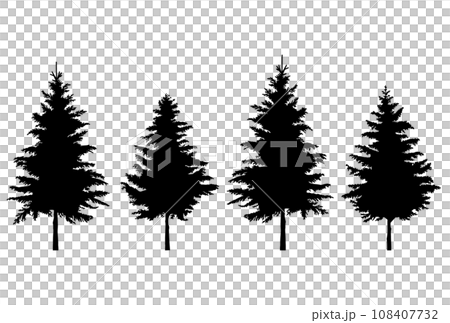 Illustration of coniferous tree silhouette Illustration of coniferous tree silhouette 108407732