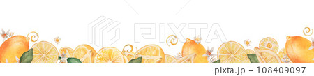 Banner with lemons on white background Banner with lemons on white background 108409097