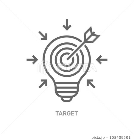 Bulb and target icon with arrow vector icon. EPS 10 108409501