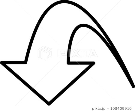 カーブを描いた遠近矢印 カーブを描いた遠近矢印 108409910