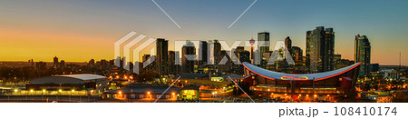 Panorama view calgary city skyline at twilight time, Alberta,Canada 108410174