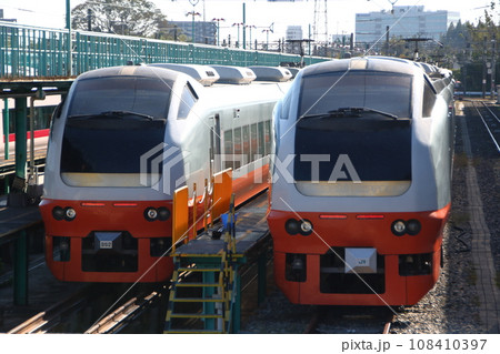 常磐線：勝田車両センターに留置中のE653系電車 108410397