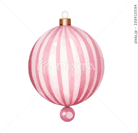 クリスマスのピンクオーナメント水彩画イラスト 108410594