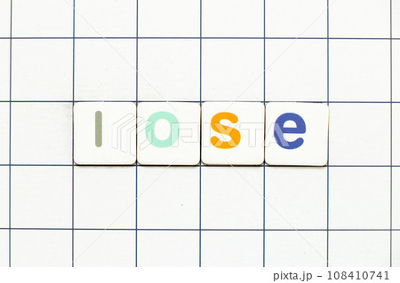 Colorful tile letter in word lose on white grid background Colorful tile letter in word lose on white grid background 108410741