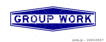 Grunge blue group work word hexagon rubber seal stamp on white background Grunge blue group work word hexagon rubber seal stamp on white background 108410937