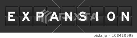 Black color analog flip board with word expansion on gray background 108410998