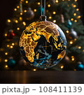 Glass ball in the shape of planet earth as a concept of the fragility of our world 108411139