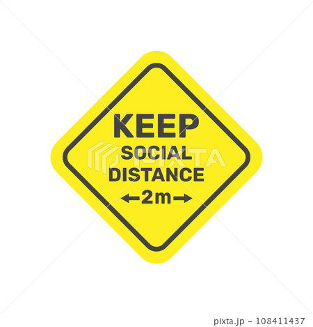 Social Distancing. Keep safe distance 2 metres icon. Warning Sign. Vector Image. EPS 10. 108411437