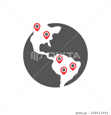 Coronavirus decease outbreak. Covid-19. Location of the infection. Epicenter of the infection. Vector illustration. EPS 10 Coronavirus decease outbreak. Covid-19. Location of the infection. Epicenter of the infection. Vector illustration. EPS 10 108411443