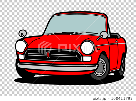 国産レトロスモールオープンカー　赤色系　自動車イラスト 108411795