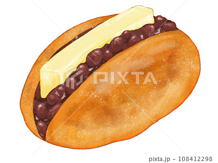 リアルなあんバターサンド1個のイラスト 108412298