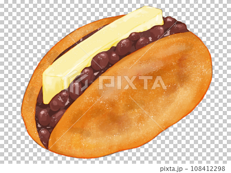 リアルなあんバターサンド1個のイラスト 108412298
