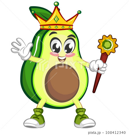 avocado cute cartoon mascot illustration vector being king 108412340