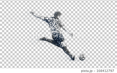 Pointillism style soccer silhouette, PNG background transparent Pointillism style soccer silhouette, PNG background transparent 108412797