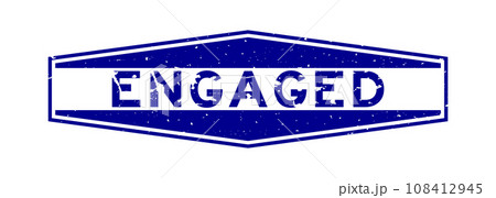 Grunge blue engaged word hexagon rubber seal stamp on white background Grunge blue engaged word hexagon rubber seal stamp on white background 108412945