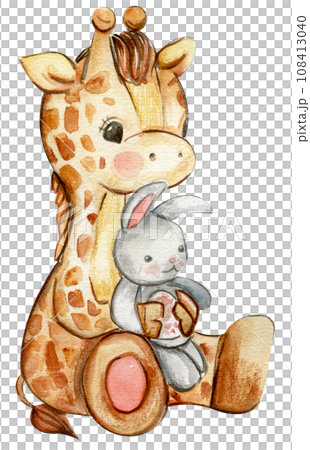 Watercolor hand drawn cute small baby giraffe. African baby animal for baby shower party, birthday, cake, holiday celebration design, kids room decorations, invitations, poster, greeting card,fabric. Watercolor hand drawn cute small baby giraffe. African baby animal for baby shower party, birthday, cake, holiday celebration design, kids room decorations, invitations, poster, greeting card,fabric. 108413040