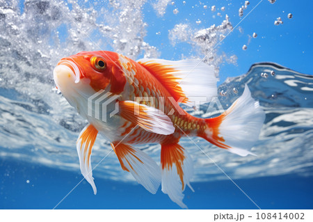 Colorful koi fish on clear water Colorful koi fish on clear water 108414002