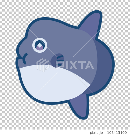 可愛的牛翻車魚的插圖 108415100