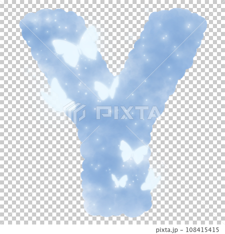 cloud blue Y alphabet with butterflies and sparkles cloud blue Y alphabet with butterflies and sparkles 108415415